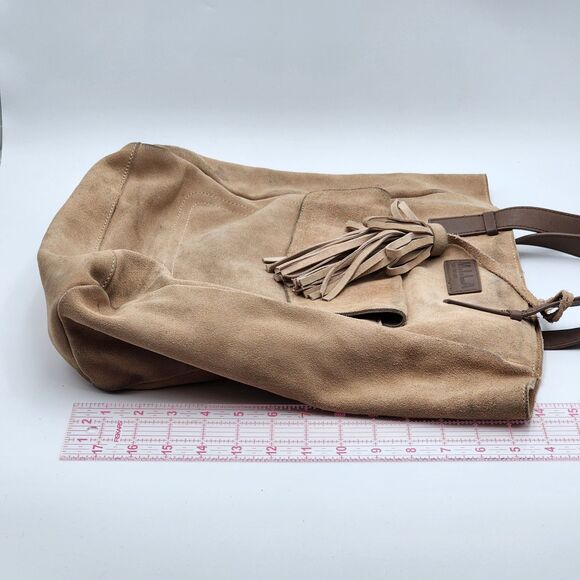 M.I.L.A. Suede Sand Tan Large Pocket Tassel Tote Bag - Picture 11 of 13